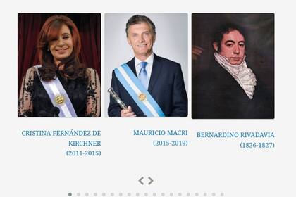 Con Mauricio Macri termina la serie histórica de presidentes en el sitio oficial de la Casa Rosada, que vuelve a comenzar con Bernardino Rivadavia