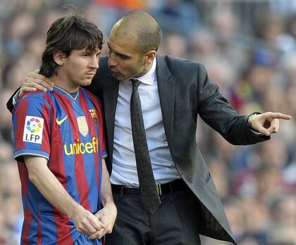 Con Messi, en la era de Pep en Barcelona