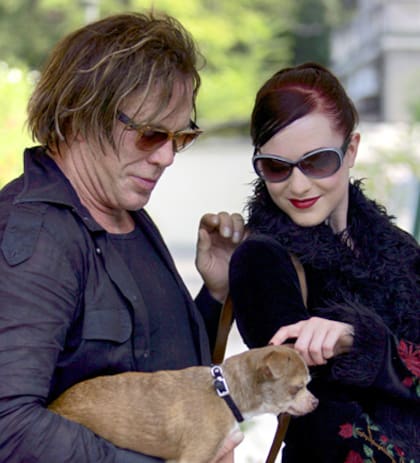 Con Mickey Rourke, con quien actuó en El luchador