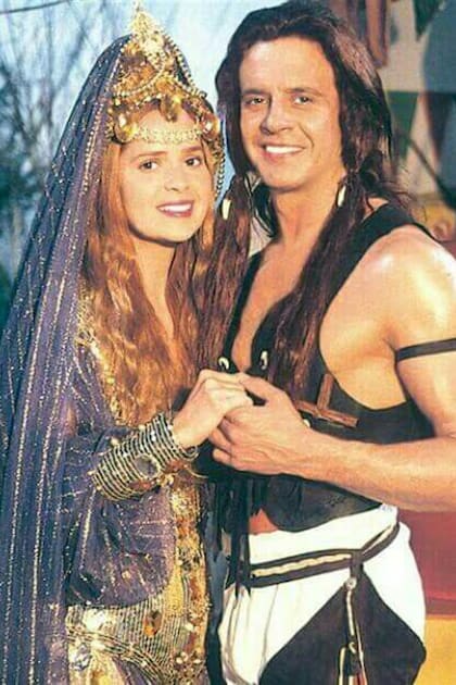 Con Osvaldo Laport en la novela "Más allá del horizonte" (1993).