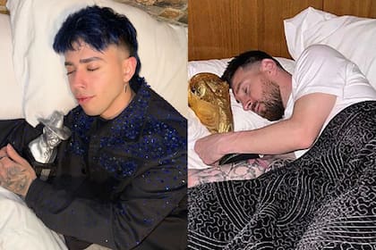 Con Premio Gardel en mano, Luck Ra recreó la icónica foto de Leo Messi con la Copa del Mundo (Foto: Instagram @luckra)