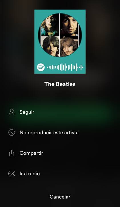 Con solo optar por "No reproducir este artista" se bloquea su música de toda la plataforma
