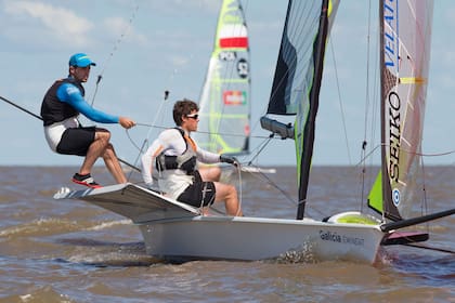 Con su hermano Klaus, entrenando en el Río de la Plata