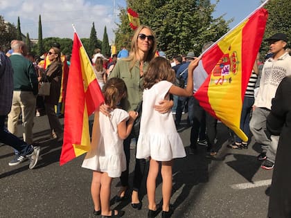 Con sus hijas, Cayetana y Flavia