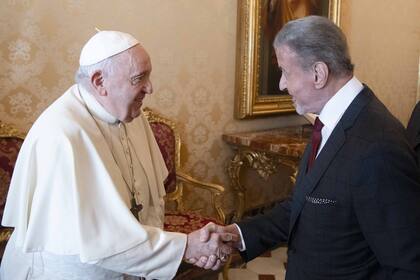 Con Sylvester Stallone durante una audiencia privada en el Vaticano, el 8 de septiembre de 2023