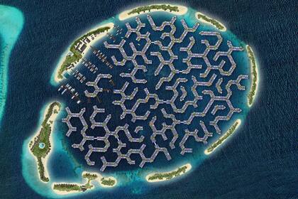 Con un diseño de coral en forma de cerebro, tendrá partes de tierra con canales de agua entre sí y 5000 viviendas.