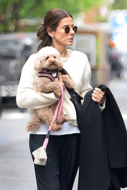 Con un look white and black, Sandra Bullock pasea por el West Village de Nueva York con su perrito, Sweetie. Hace un año, la actriz anunció que se retiraba de la actuación, ya que quería ocuparse de su familia. Sin embargo, a los meses, la intérprete confesó que padece de burnout, el síndrome del desgaste profesional