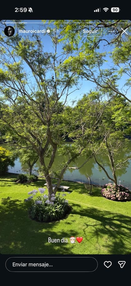 Con un perfil más bajo que la Navidad pasada, Mauro Icardi se limitó a publicar la foto del jardín donde probablemente celebrará la Navidad