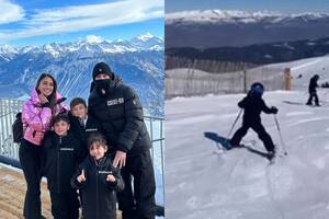 Con una emotiva canción de Coldplay, Anto Roccuzzo compartió un video mientras esquía con sus hijos en España