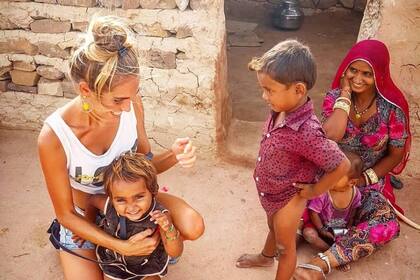 Con una familia en Thar, India