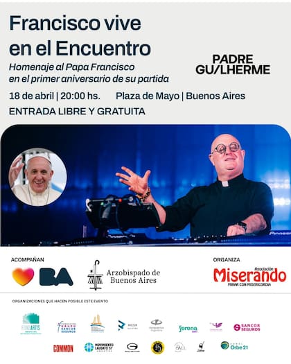 Con una fiesta electrónica gratis en honor al papa Francisco, el Padre Guilherme se presenta en Plaza de Mayo este sábado