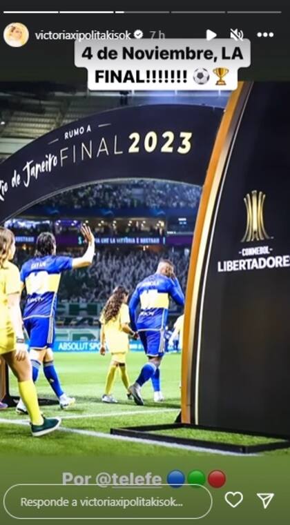 Con una Storie alusiva, Vicky Xipolitakis informó que cubrirá la Copa Libertadores