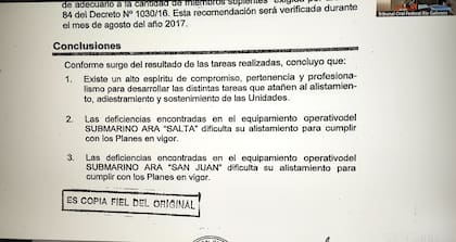 Conclusiones de la auditoría interna de la Armada sobre el Comando de Submarinos realizada en diciembre del 2016.-