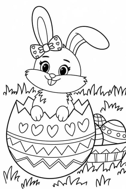 Conejo y huevo de Pascuas para colorear