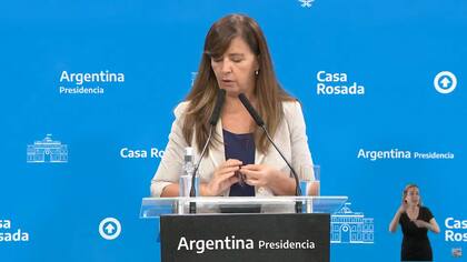 Conferencia de prensa de Gabriela Cerrutti quien dijo, en relación al avión de iraníes: “la novela del periodismo pasa de los límites razonables”