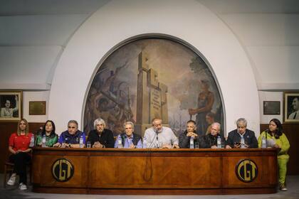 Conferencia de prensa de la CGT donde se ratificó la movilización y el paro