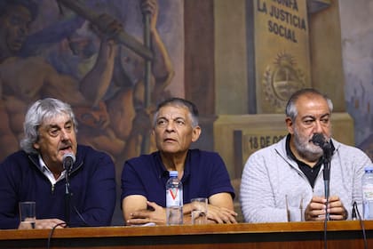 Conferencia de prensa de la CGT, en la sede de Azopardo