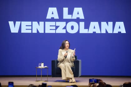 Conferencia de prensa de María Corina Machado, en Madrid (Getty Images)