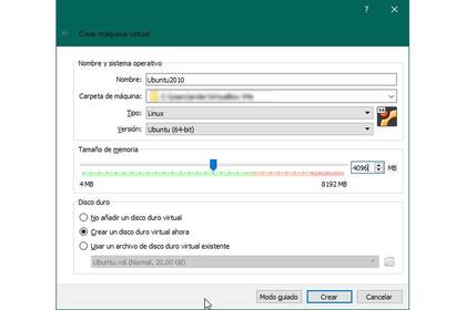 Configuración básica de una máquina virtual; en este caso, un Ubuntu más nuevo, el 20.10 (y está por salir el 21.04)