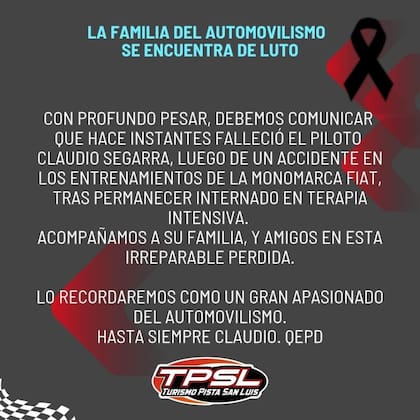 Conmoción en el automovilismo: murió un piloto del Turismo Pista durante un entrenamiento