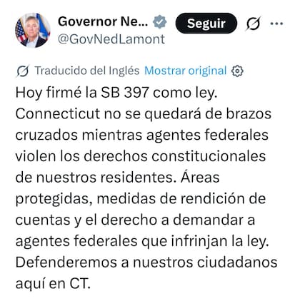 "Connecticut no se quedará de brazos cruzados", dijo Ned Lamont