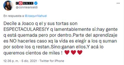 Connie Ansaldi apoyó a Joaquín Nahuel y a su madre luego de que el niño recibiera violentos comentarios en Twitter