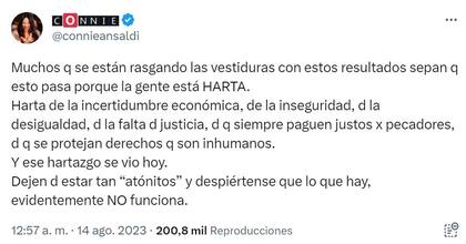 Connie Ansaldi compartió su reflexión