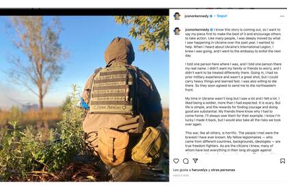 Conor Kennedy anunció que luchó de forma anónima contra Rusia en Ucrania a través de un mensaje en Instagram