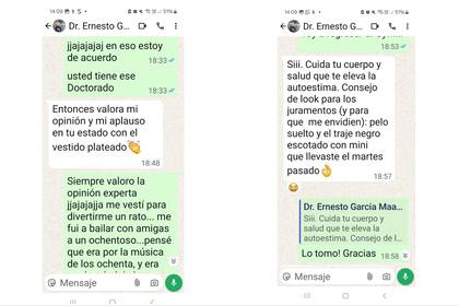 “Consejo, look para los juramentos (y para que me envidien): pelo suelto y el traje negro escotado con mini” (WhatsApp)