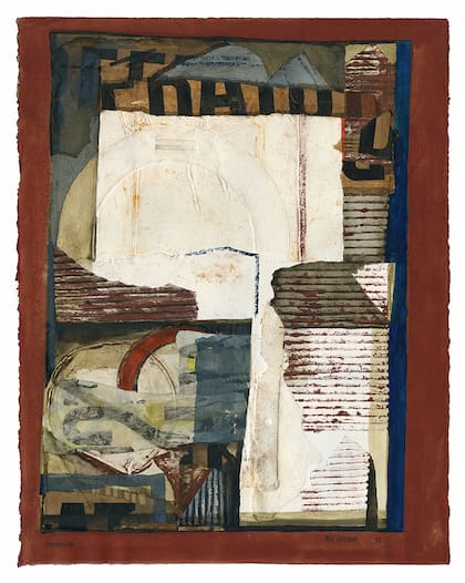 "Construcción", acuarela sobre collage y papel gofrado, de Blas Castagna