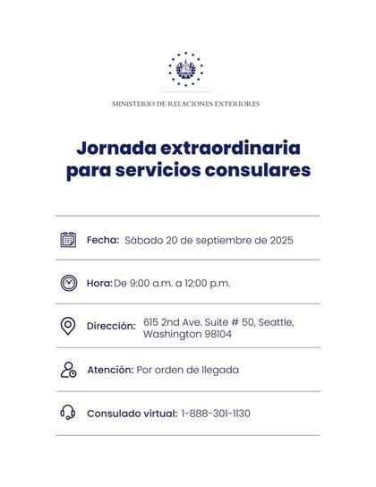 Consulado móvil de El Salvador para tramitar el pasaporte en Seattle (FB Consulados de El Salvador en Estados Unidos)