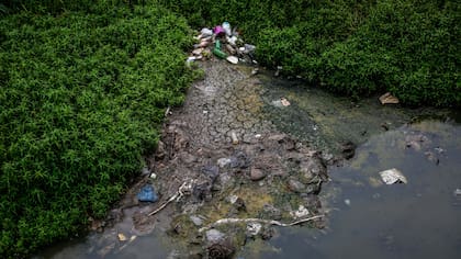 Residuos semisumergidos aparecen a lo largo de toda la cuenca