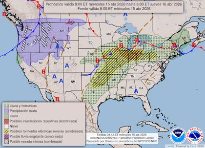 Continua el avance de las fuertes tormentas sobre el territorio estadounidense