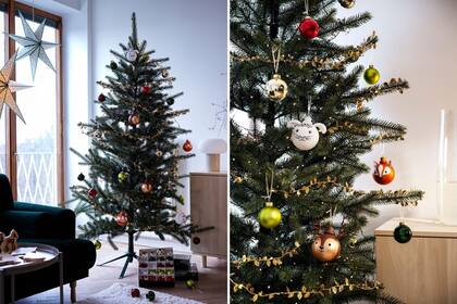 Continúa la tendencia de los áboles de Navidad poco cargados. Las bolas navideñas con personajes, fueron de nuestros objetos favoritos de esta nueva colección. Foto: ikea.com