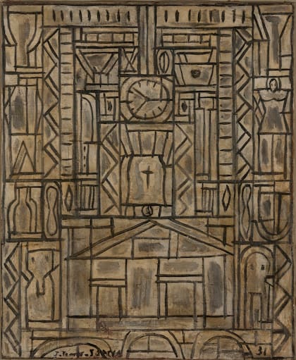 "Contraste", 1931, obra de Joaquín Torres García, que será homenajeado en el Bellas Artes a 150 años de su nacimiento