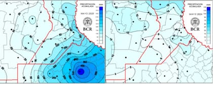 Contraste: precipitaciones acumuladas en mayo de 2025 y mayo de 2024