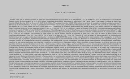 Contrato de DWP SRL, la firma que comparten Habra y Bonacci