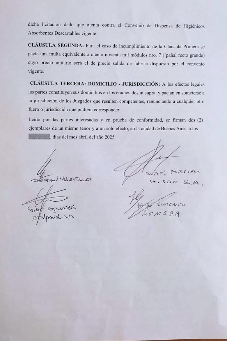 Convenio que habrían suscripto en COFA, según publicó Federico Sturzenegger en su cuenta de X