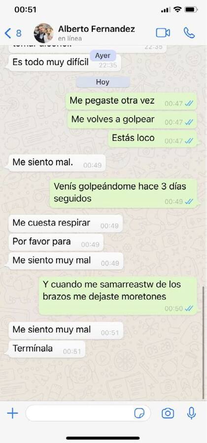 Conversaciones entre Alberto Fernandez y Fabiola Yáñez