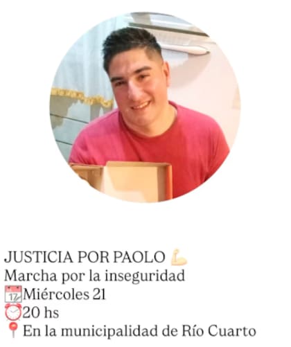 Convocatoria a la marcha en Río Cuarto para pedir justicia por Paolo de la Fuente, el hombre que permanece internado tras ser atropellado y baleado