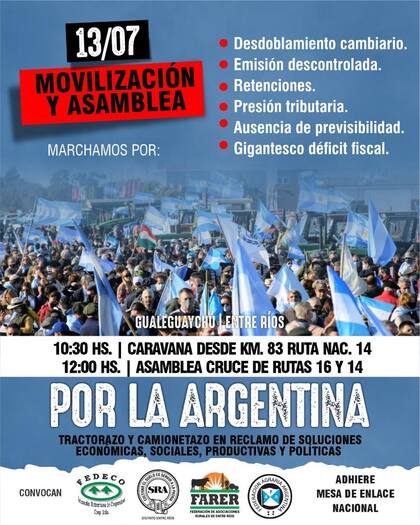 Convocatoria a la movilización en Gualeguaychú