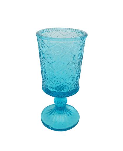 Copa labrada flor turquesa (Reina Batata, $ 340)