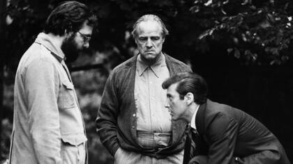 Coppola, Brando y Pacino, en pleno rodaje de El padrino