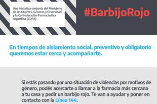 El Ministerio de Mujeres, Géneros y Diversidad de la Nación lanzó el programa "Barbijos Rojos" para colocar a las farmacias como discretos centros de recepción de denuncias por violencia de género