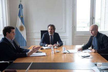 Wado de Pedro, Santiago Cafiero y Horacio Rodríguez Larreta se reunieron hoy