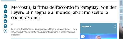 Corriere della Serra sobre el acuerdo Mercosur-UE