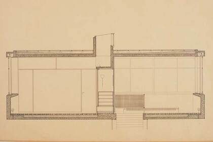 Corte transversal de la Casa sobre el Arroyo: Archivo Williams