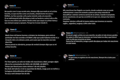 Coscu le respondió a María Becerra (Captura Twitter)