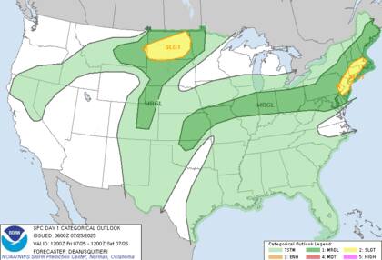 Costa Este en alerta: sistema de baja presión provocará tormentas con ráfagas dañinas desde Filadelfia hasta Boston este viernes por la tarde, según el Centro de Predicción de Tormentas