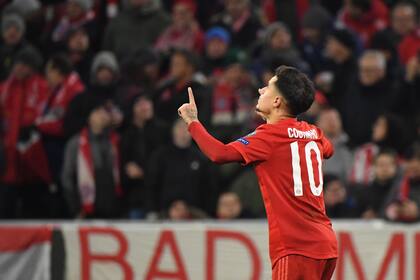 Coutinho celebra un gol con la camiseta de Bayern Munich, donde estuvo a préstamo